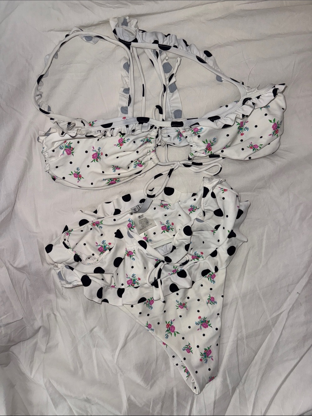 For love and lemons 2 piece floral polka dot bikini set